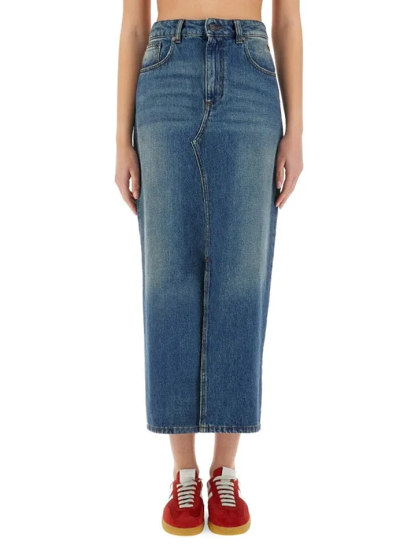 msgm LONG DENIM SKIRT sold by Siebentaschen