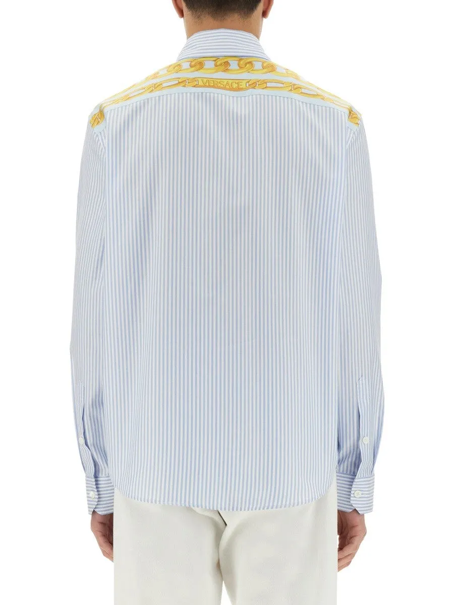 Versace STRIPED SHIRT WITH SILK PRINTED INSERT sold by Siebentaschen product image thumbnail 3
