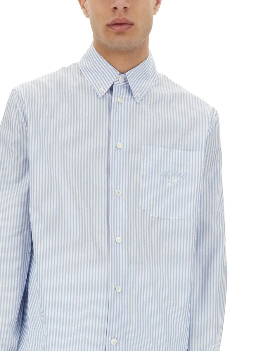 Versace STRIPED SHIRT WITH SILK PRINTED INSERT sold by Siebentaschen product image thumbnail 4