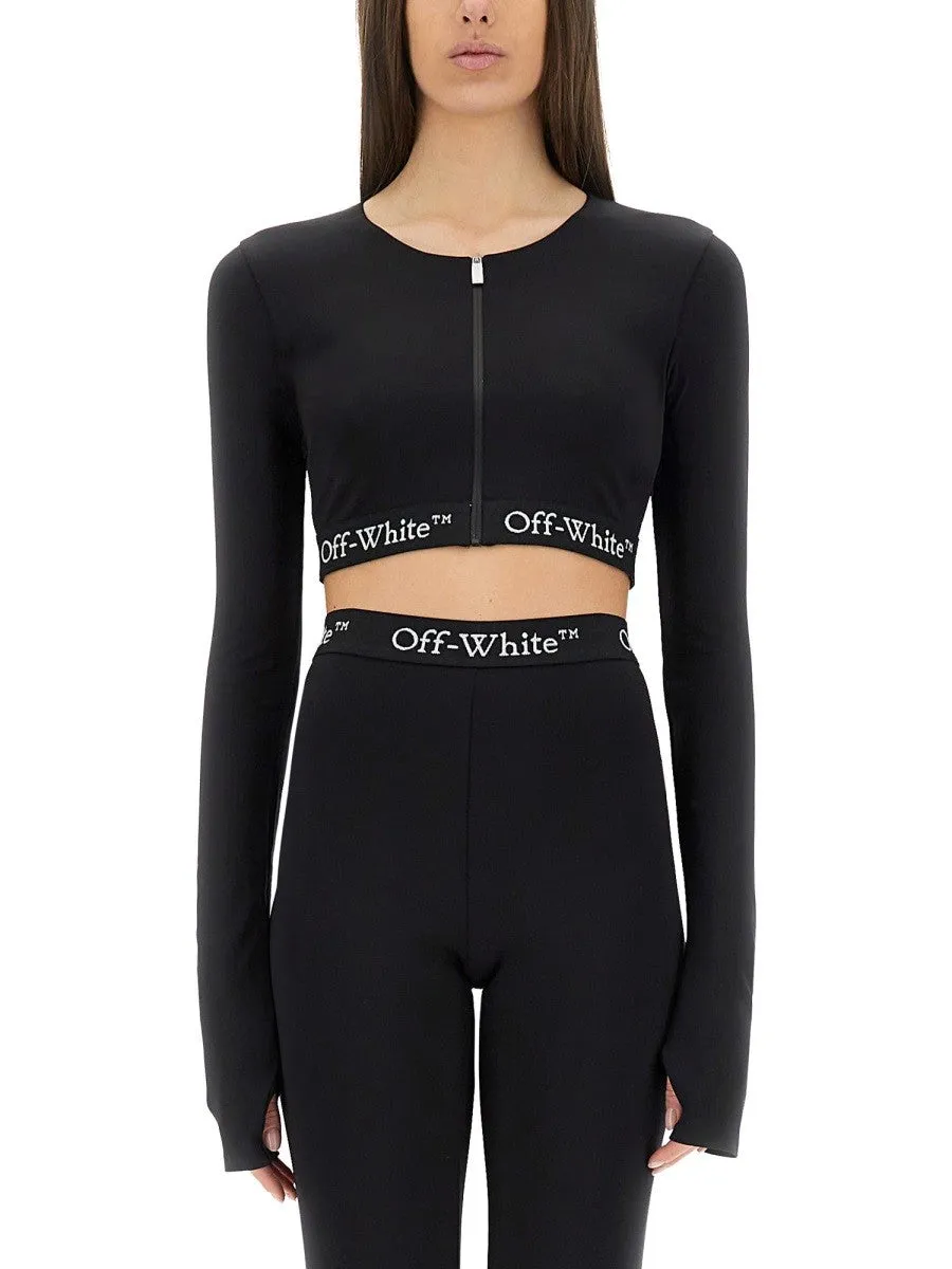 Off-white CROPPED TOP WITH LOGOED BAND sold by Siebentaschen