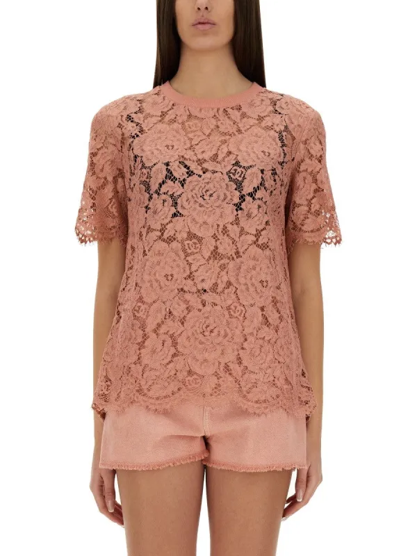 Dolce & Gabbana CORDONETTO LACE T-SHIRT sold by Siebentaschen
