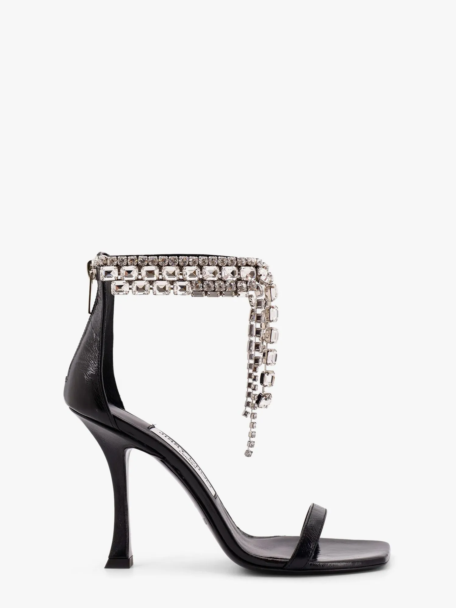 Jimmy Choo Black vintage leather sandals with crystals detail sold by Siebentaschen