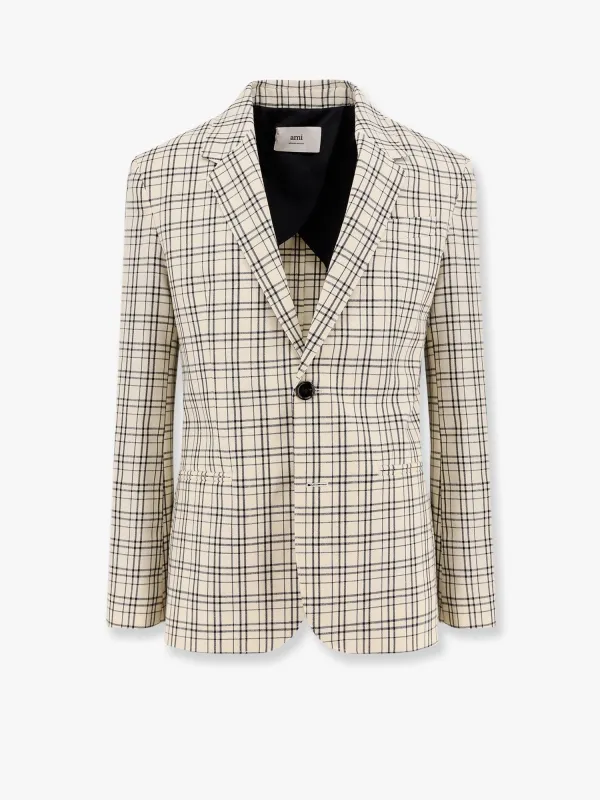 AMI PARIS Virgin wool blazer with madras motif sold by Siebentaschen