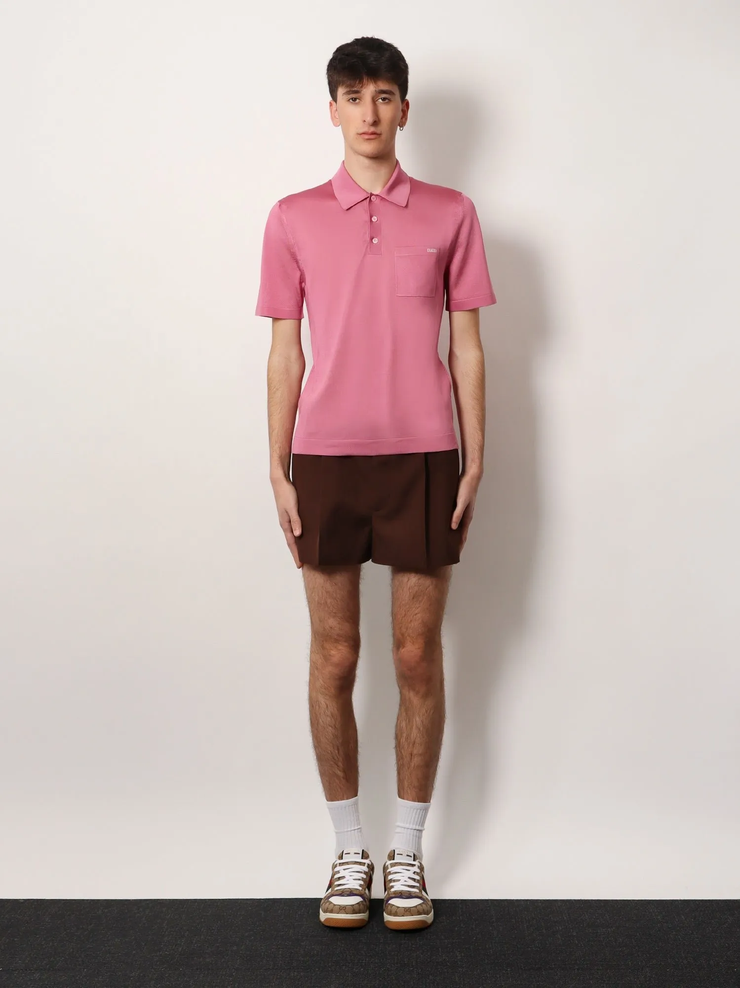 Gucci Silk polo shirt with lateral intarsia sold by Siebentaschen product image thumbnail 3