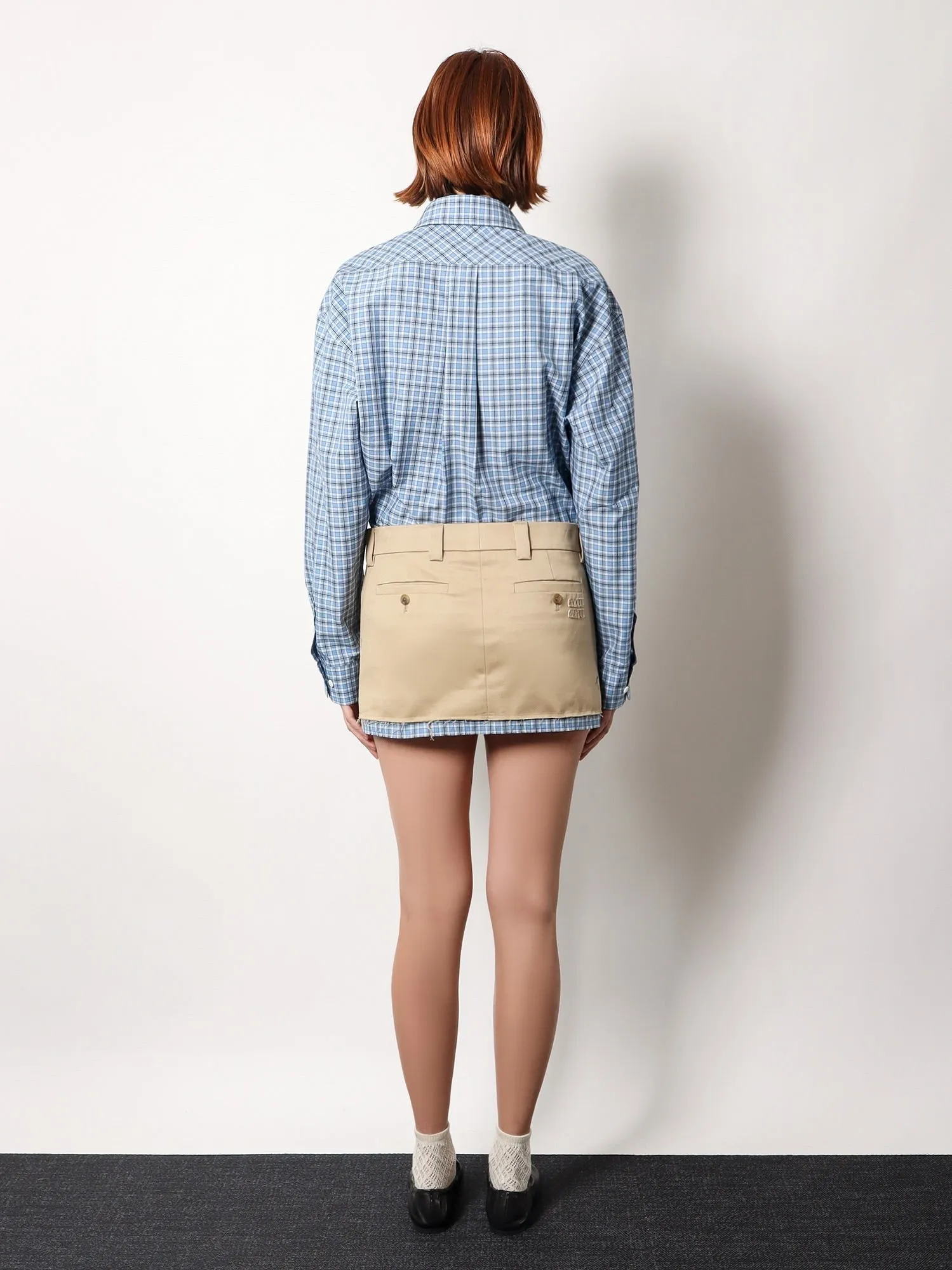 Miu Miu Cotton skirt with check insert on the bottom sold by Siebentaschen product image thumbnail 3