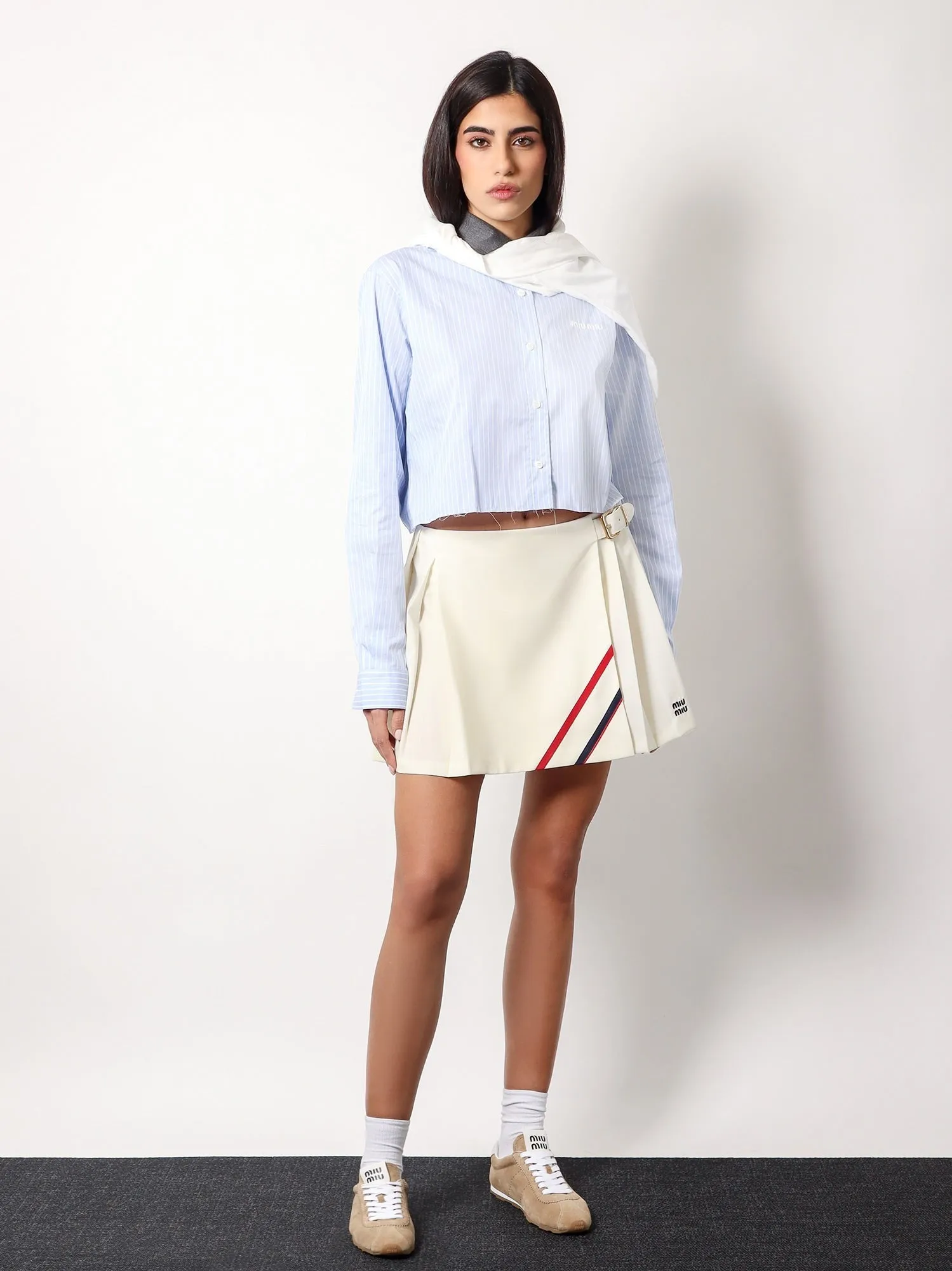 Miu Miu Plissé wool and mohair skirt sold by Siebentaschen product image thumbnail 2