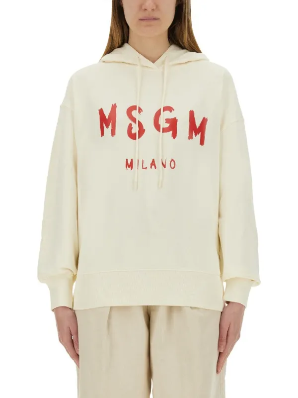msgm SWEATSHIRT WITH BRUSHED LOGO sold by Siebentaschen