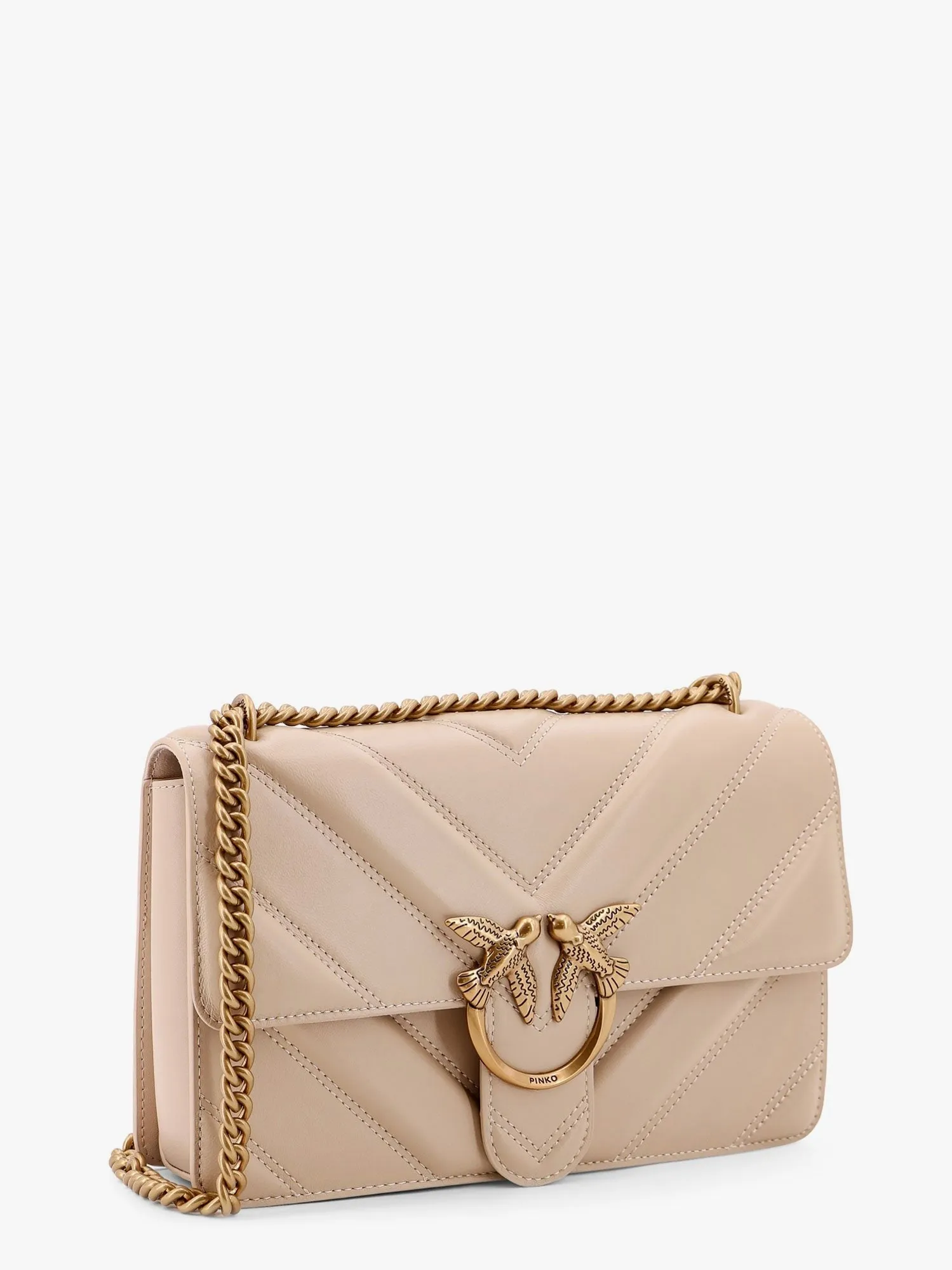 Pinko Love one classic matelassé leather shoulder bag with love birds buckle sold by Siebentaschen product image thumbnail 3