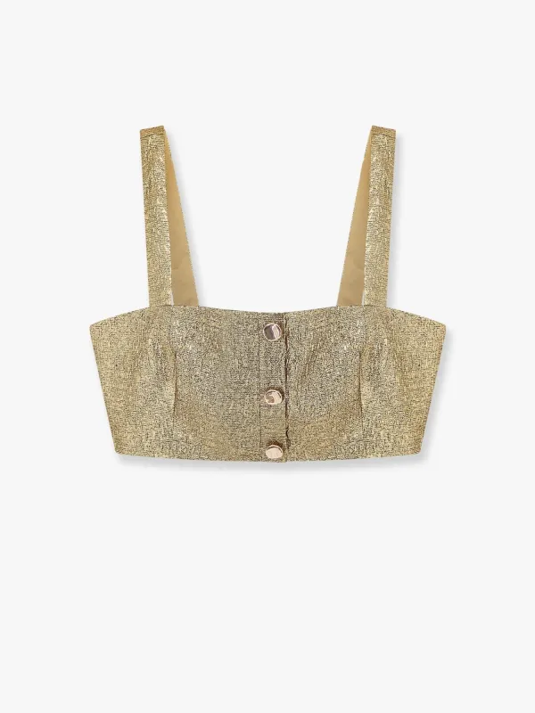 SELF PORTRAIT Gold metallic fabric top sold by Siebentaschen