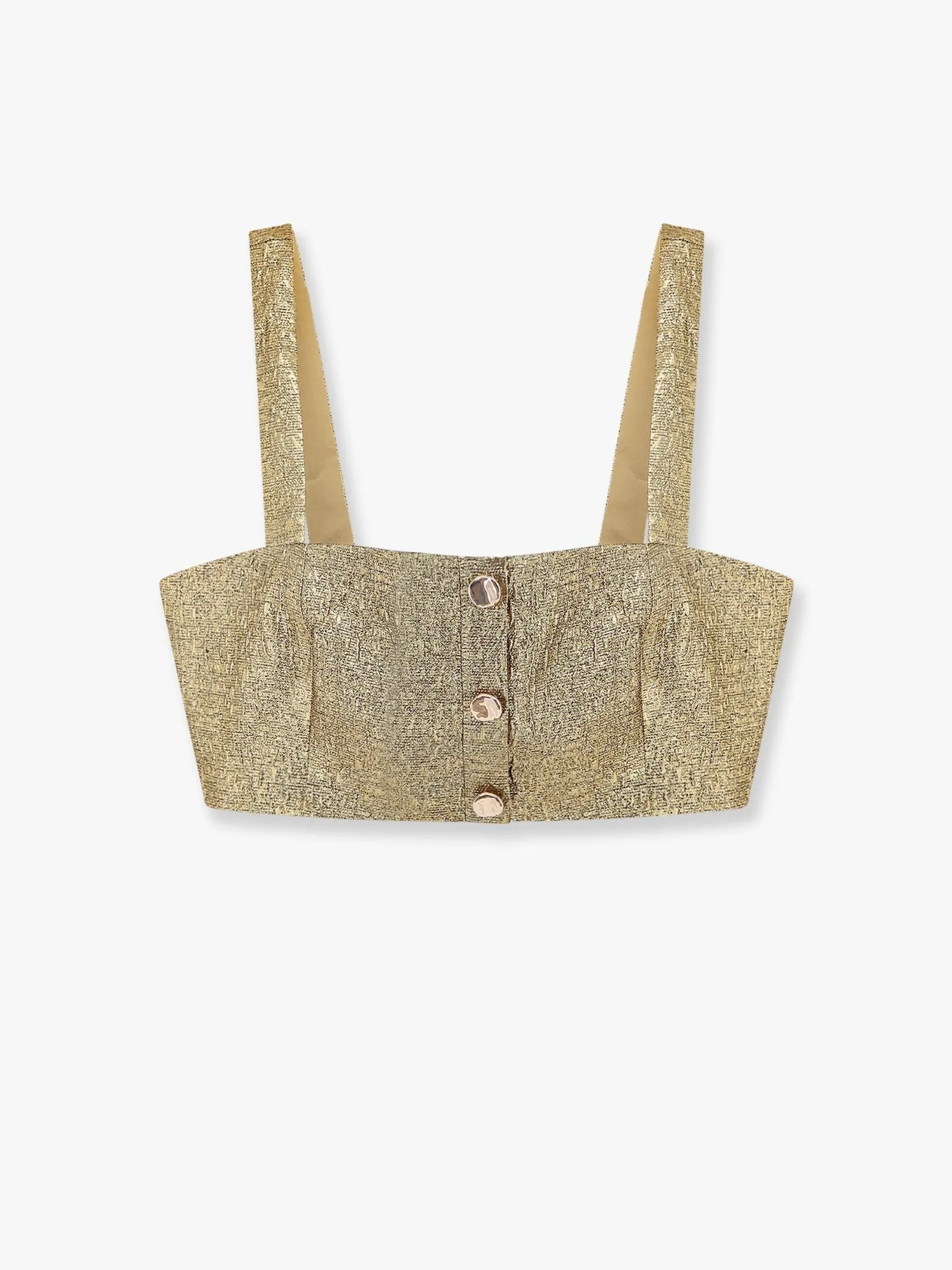 SELF PORTRAIT Gold metallic fabric top sold by Siebentaschen