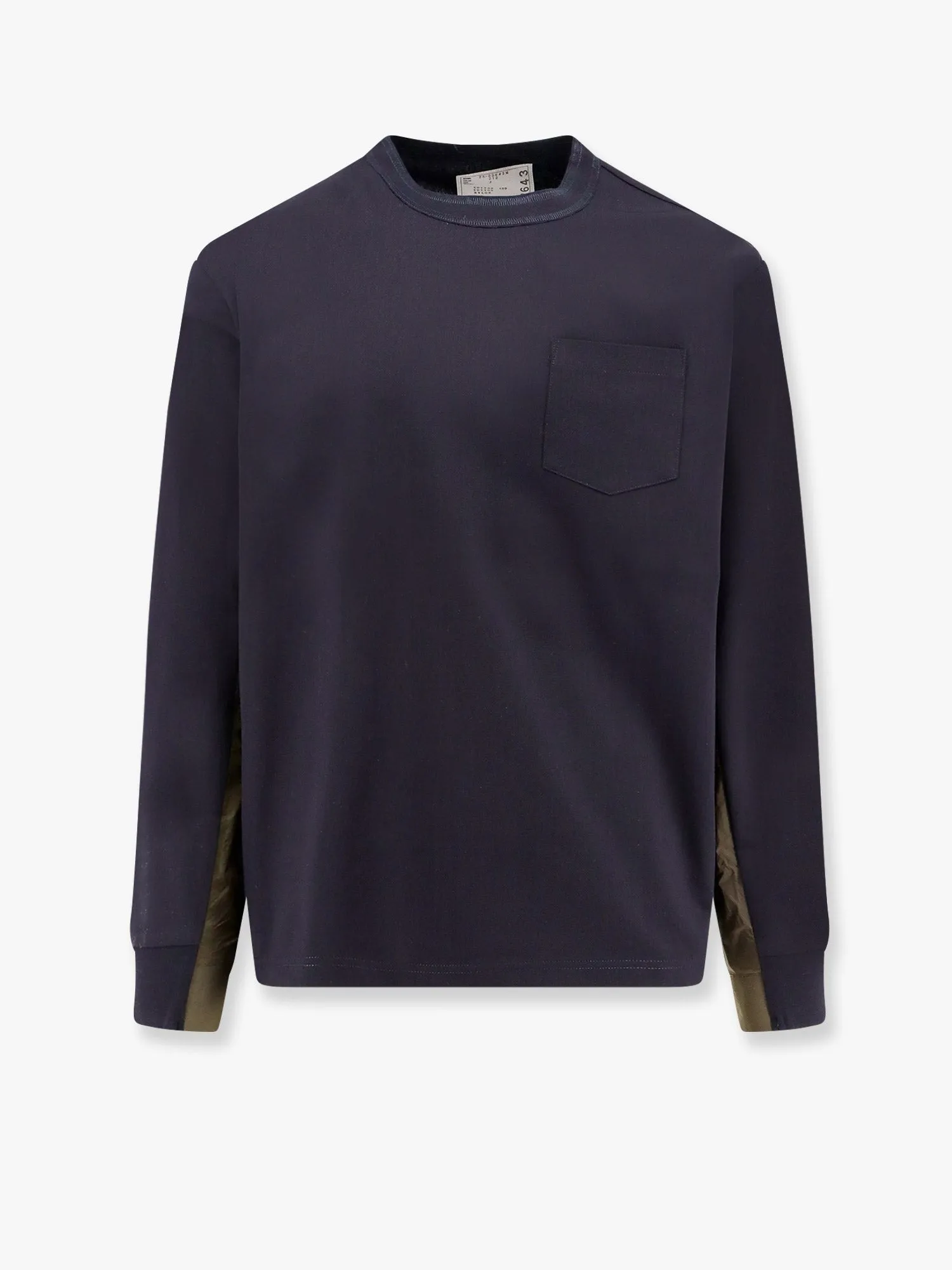 SACAI Cotton t-shirt with nylon insert sold by Siebentaschen