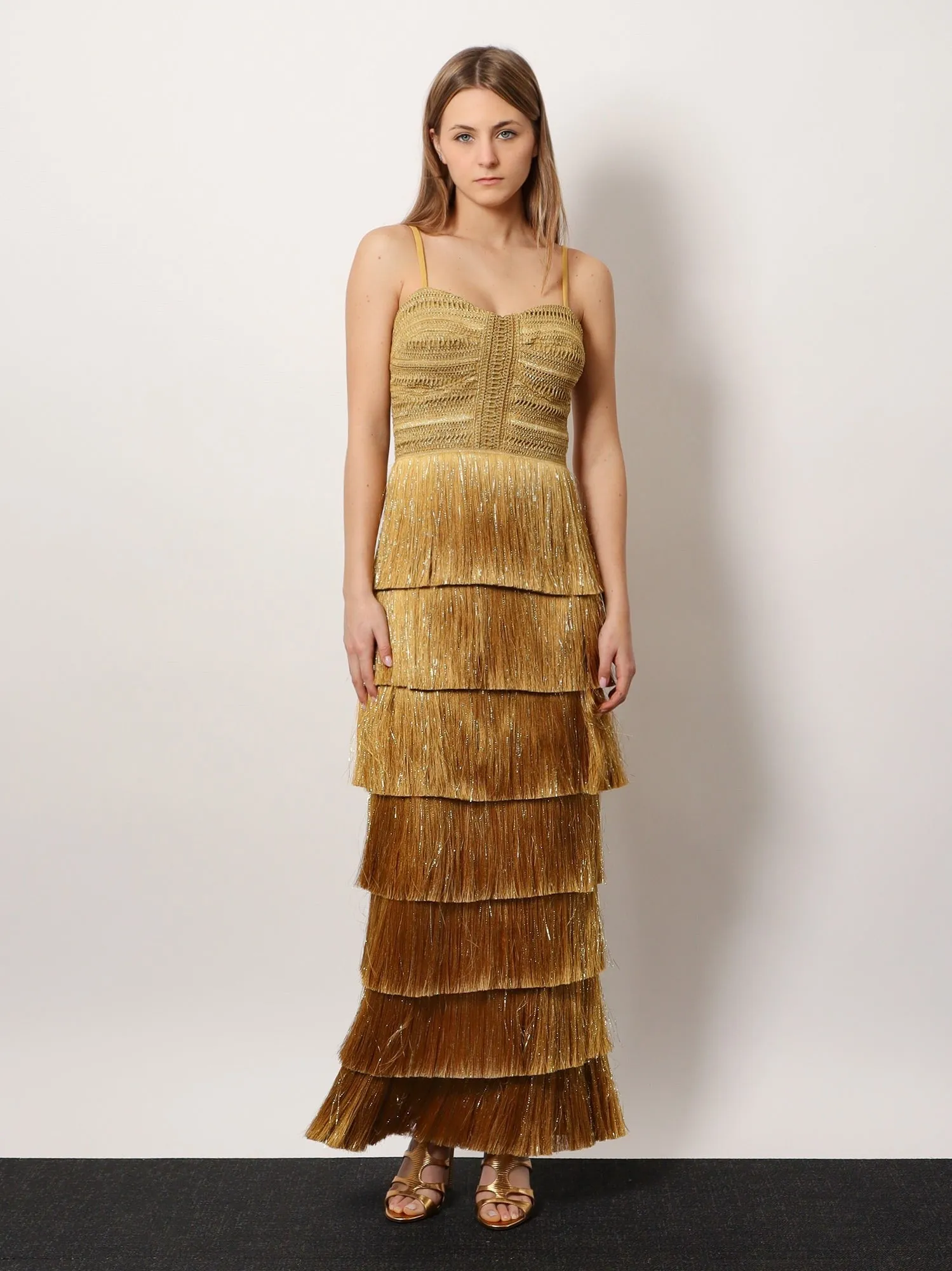 PATBO Long dress with embroidered courset and fringes sold by Siebentaschen product image thumbnail 2