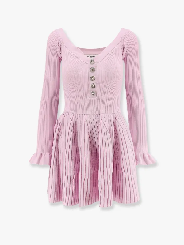 SELF PORTRAIT Ribbed knit mini dress with jewel buttons sold by Siebentaschen