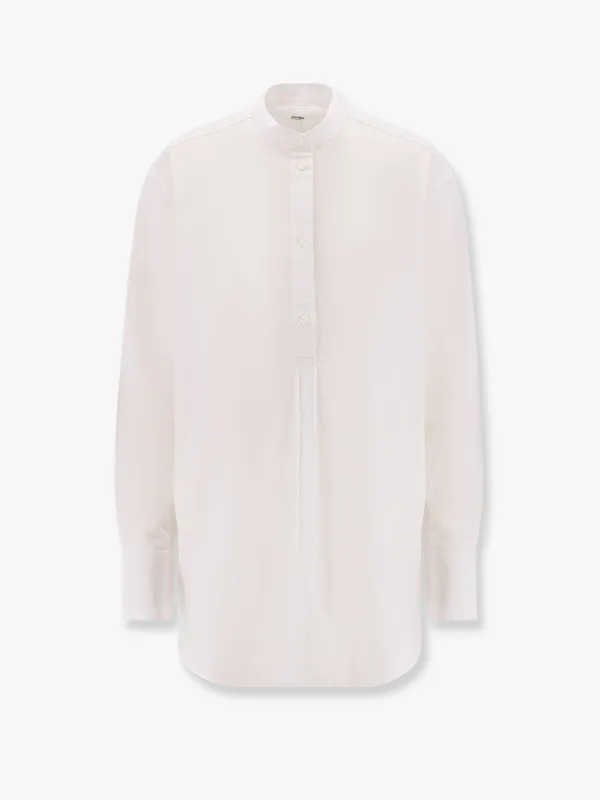 TOTEME Stand collar organic cotton shirt sold by Siebentaschen