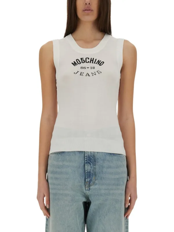 MOSCHINO JEANS KNIT TOP WITH INLAY LOGO sold by Siebentaschen