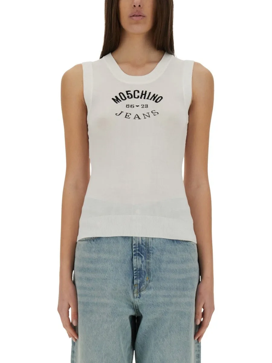 MOSCHINO JEANS KNIT TOP WITH INLAY LOGO sold by Siebentaschen