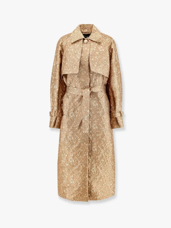 Max Mara Salsa oversize jacquard fabric trench with mosaic effect sold by Siebentaschen