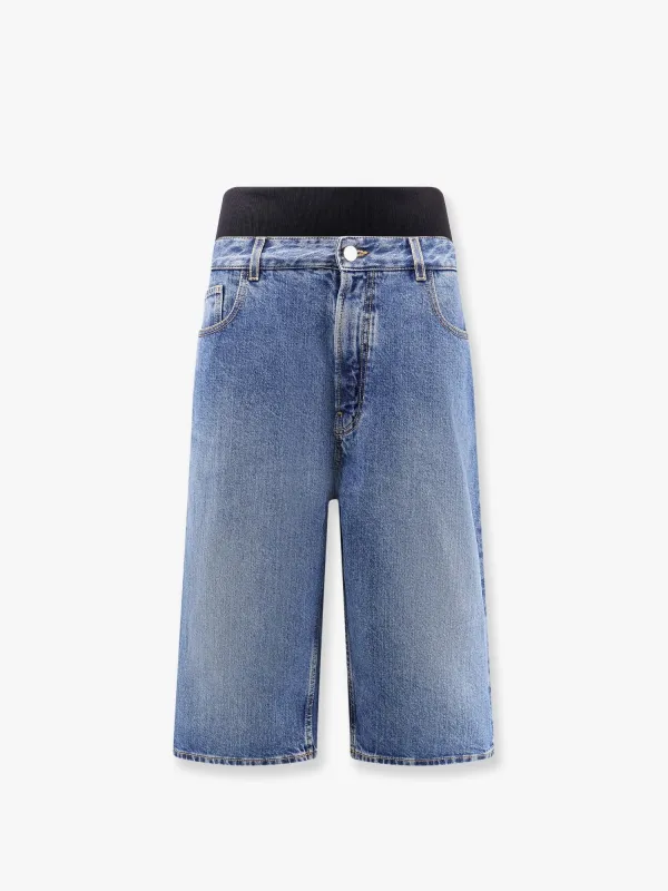 ALAIA Denim bermuda shorts with ribbed band made by Alaia