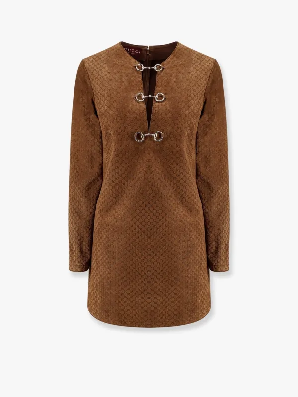 Gucci Suede short dress with all-over GG logo sold by Siebentaschen
