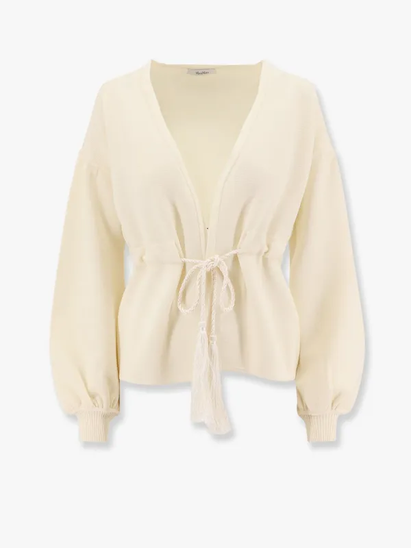 Max Mara Tiberio virgin wool cardigan with rope at waist sold by Siebentaschen