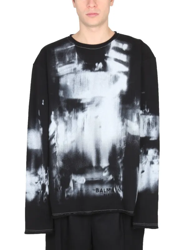 Balmain TIE DYE PATTERN CREWNECK SWEATSHIRT sold by Siebentaschen