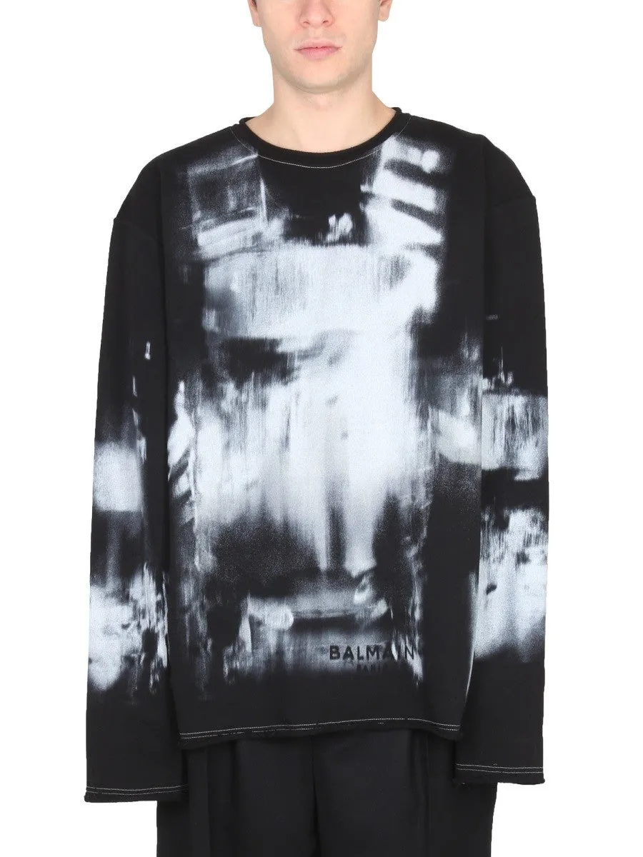 Balmain TIE DYE PATTERN CREWNECK SWEATSHIRT sold by Siebentaschen