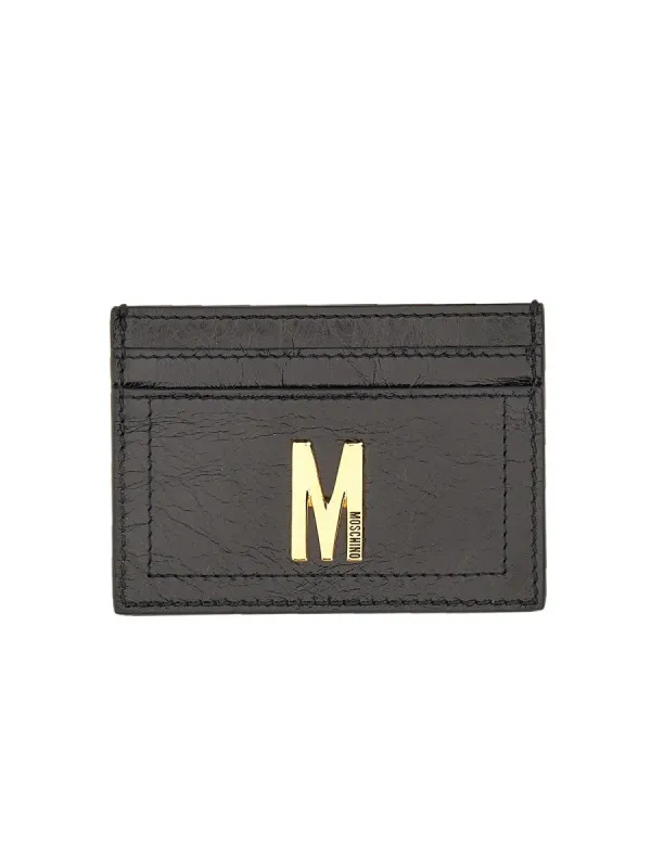 Moschino CARD HOLDER WITH GOLD PLAQUE sold by Siebentaschen