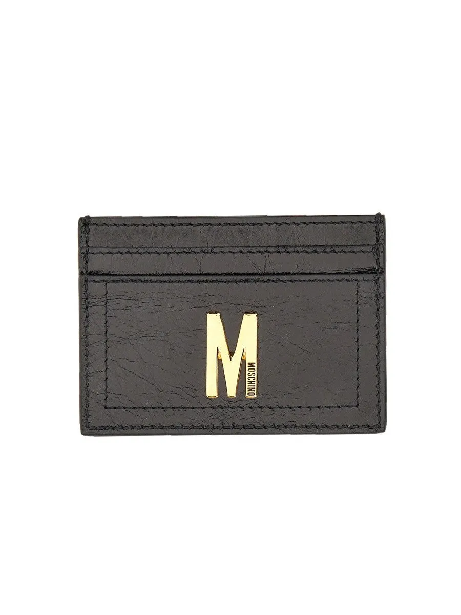 Moschino CARD HOLDER WITH GOLD PLAQUE sold by Siebentaschen
