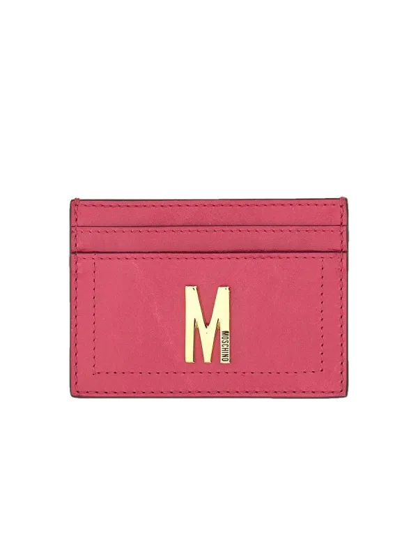 Moschino CARD HOLDER WITH GOLD PLAQUE sold by Siebentaschen