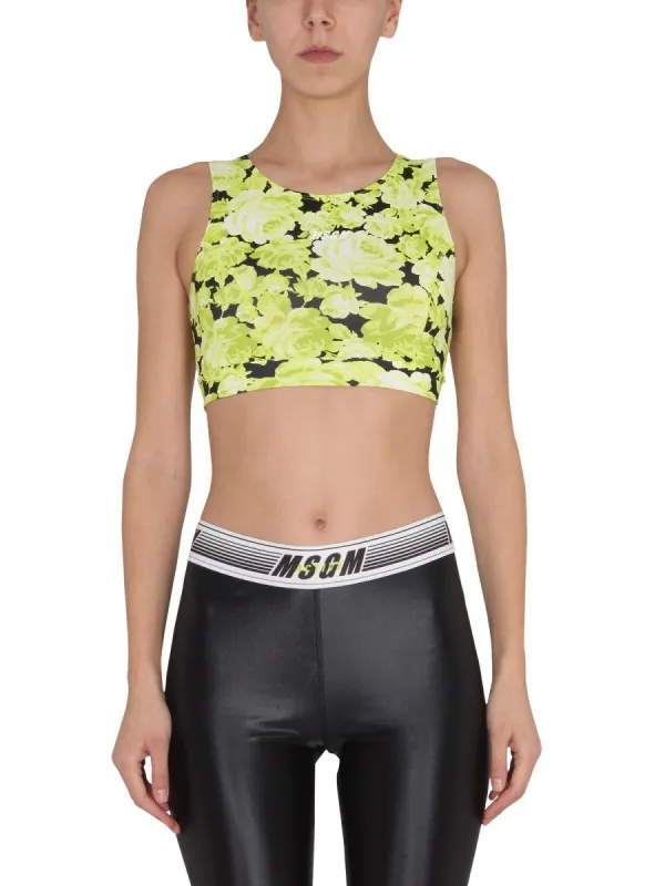 msgm FLORAL PRINT CROPPED TOP sold by Siebentaschen