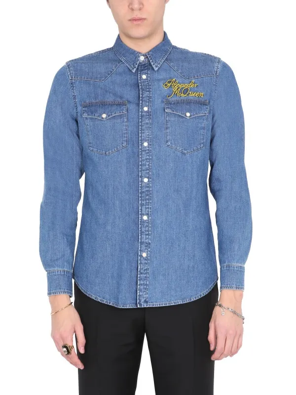 Alexander Mcqueen SHIRT WITH EMBROIDERED LOGO made by Alexander McQueen