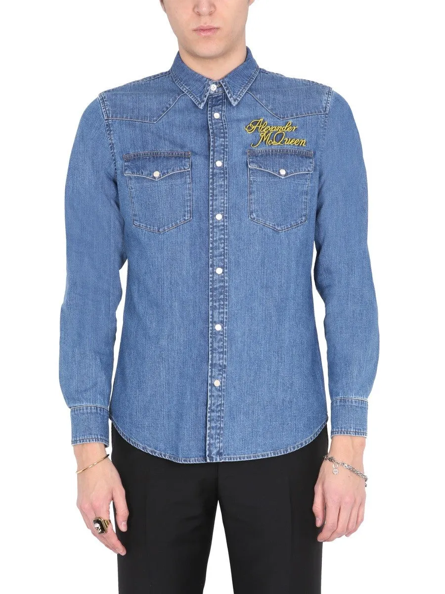 Alexander Mcqueen SHIRT WITH EMBROIDERED LOGO sold by Siebentaschen