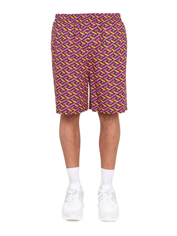 Versace SHORTS WITH LA GRECA PRINT sold by Siebentaschen