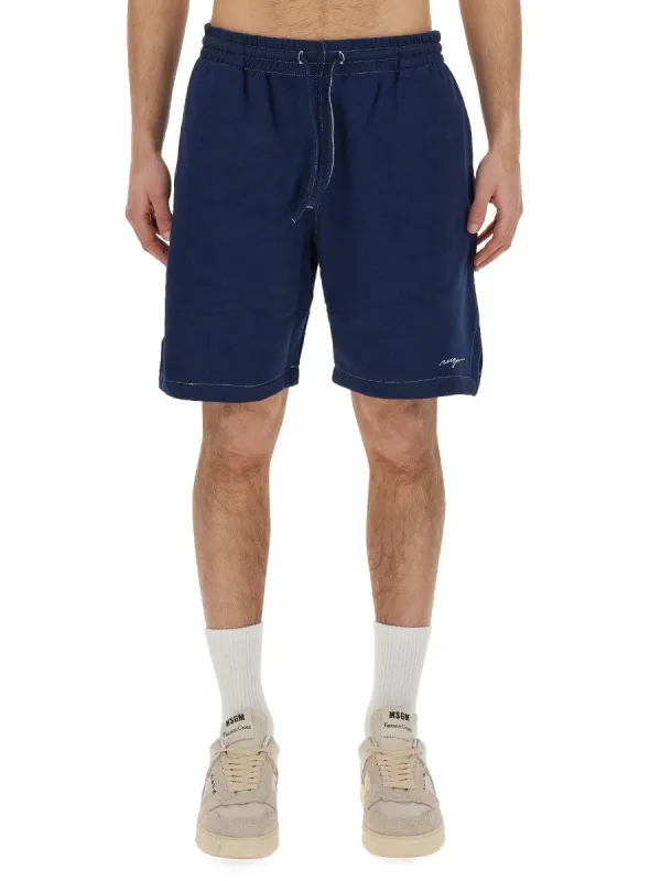 msgm BERMUDA SHORTS WITH EMBROIDERED LOGO sold by Siebentaschen