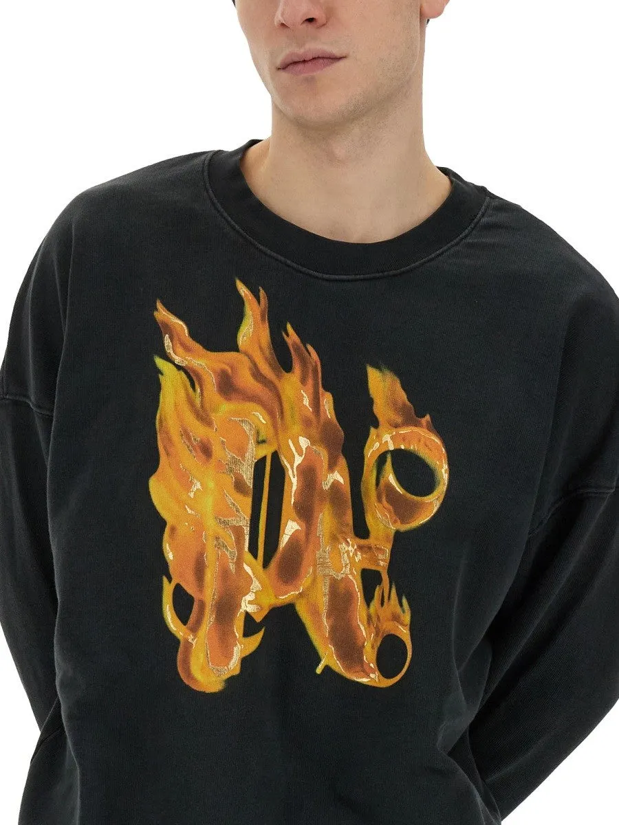 Palm Angels "BURNING MONOGRAM" PRINT SWEATSHIRT sold by Siebentaschen product image thumbnail 4