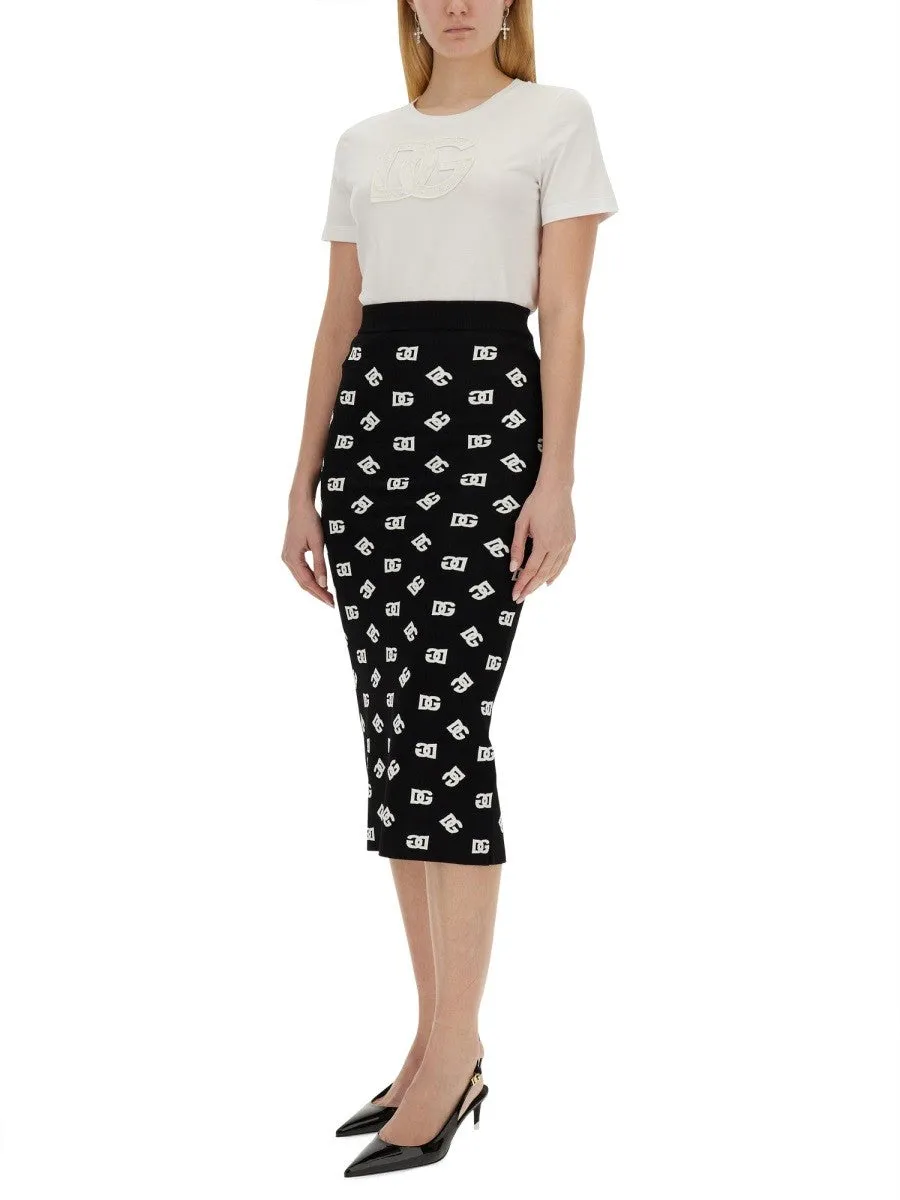 Dolce & Gabbana VISCOSE LOGO JACQUARD PENCIL SKIRT sold by Siebentaschen product image thumbnail 2