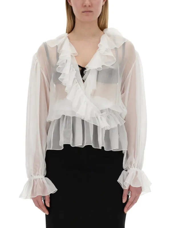 Dolce & Gabbana CHIFFON BLOUSE WITH RUFFLES sold by Siebentaschen