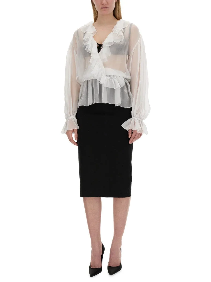 Dolce & Gabbana CHIFFON BLOUSE WITH RUFFLES sold by Siebentaschen product image thumbnail 2