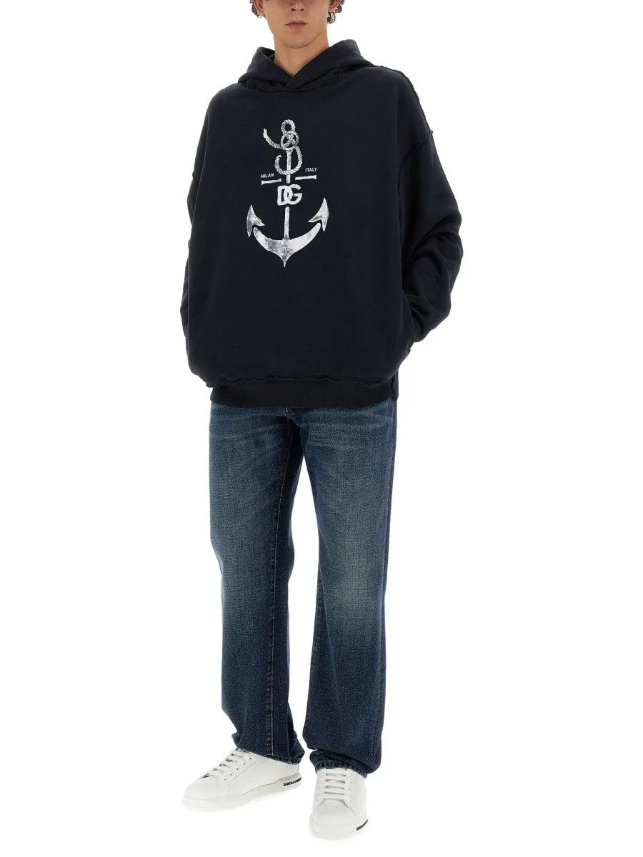 Dolce & Gabbana SWEATSHIRT WITH NAVY PRINT sold by Siebentaschen product image thumbnail 2