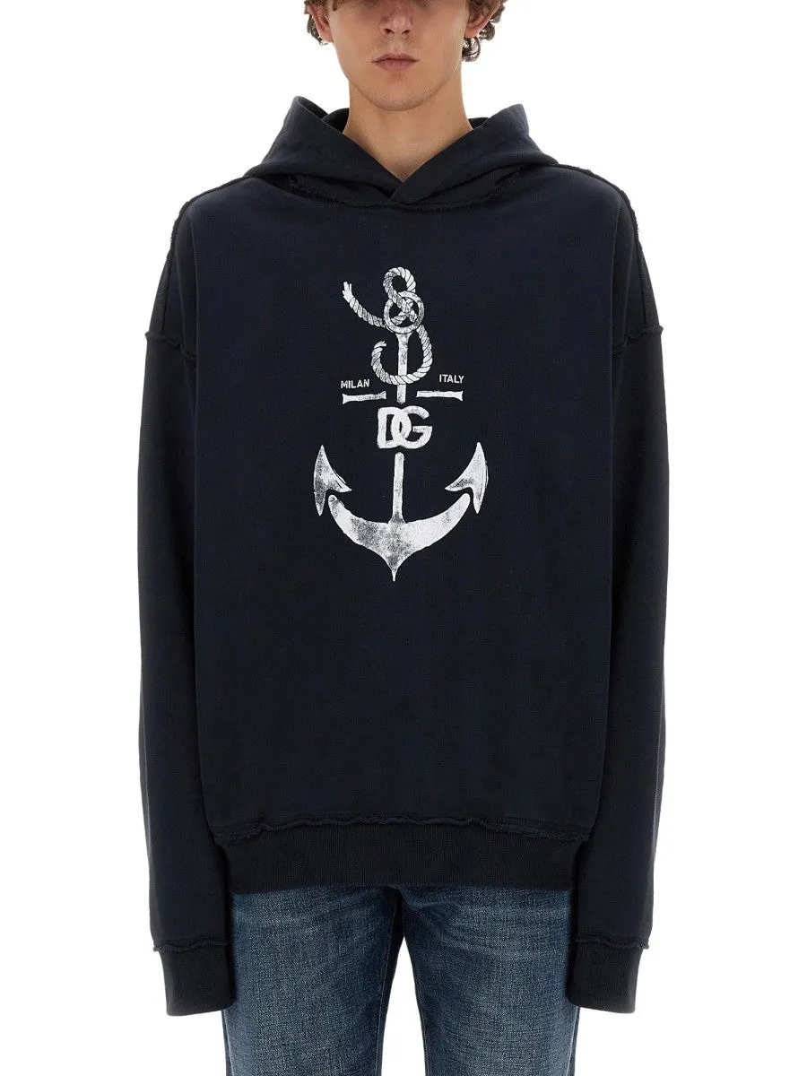 Dolce & Gabbana SWEATSHIRT WITH NAVY PRINT sold by Siebentaschen