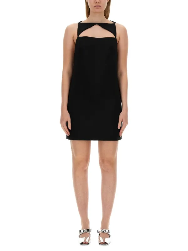 Versace WOOL BLEND STRAIGHT MINI DRESS WITH CUT-OUT sold by Siebentaschen