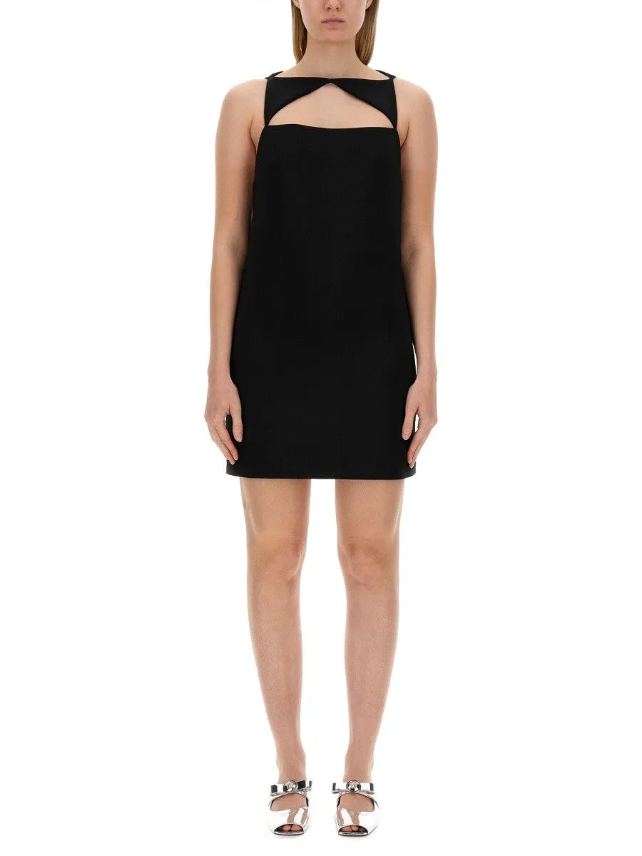 Versace WOOL BLEND STRAIGHT MINI DRESS WITH CUT-OUT sold by Siebentaschen