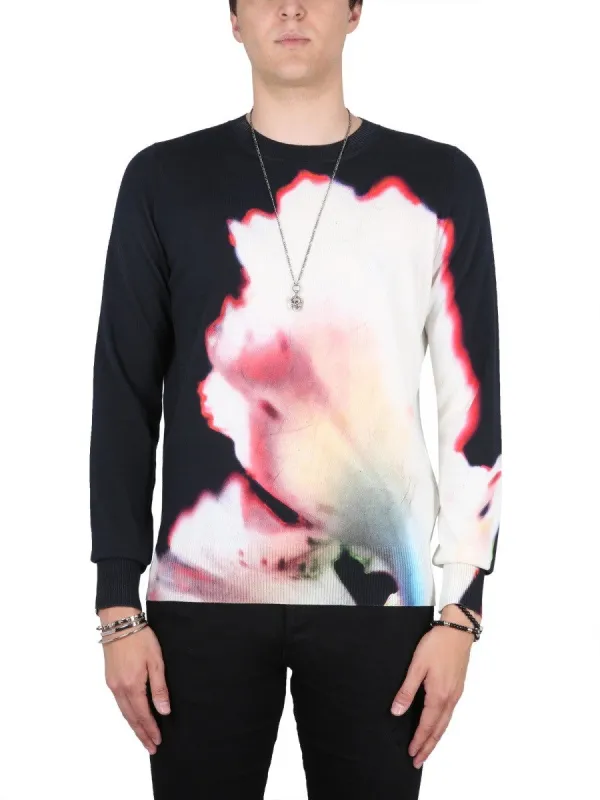 Alexander Mcqueen JERSEY WITH SOLARISED FLOWER PRINT sold by Siebentaschen