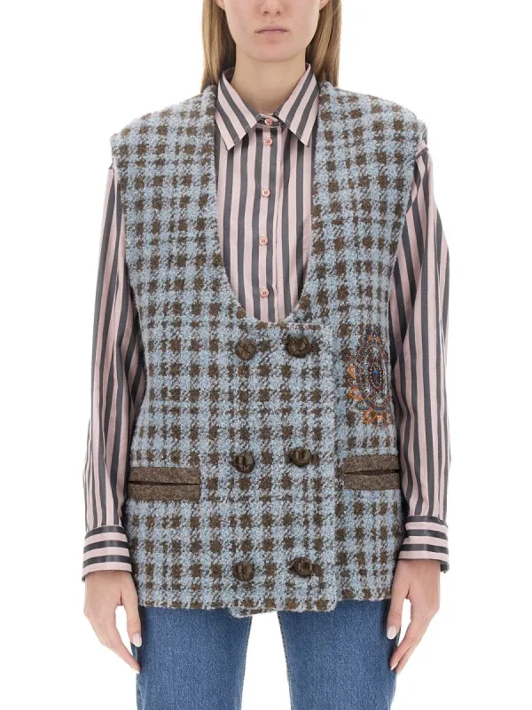 Etro HOUNDSTOOTH OVER VEST sold by Siebentaschen