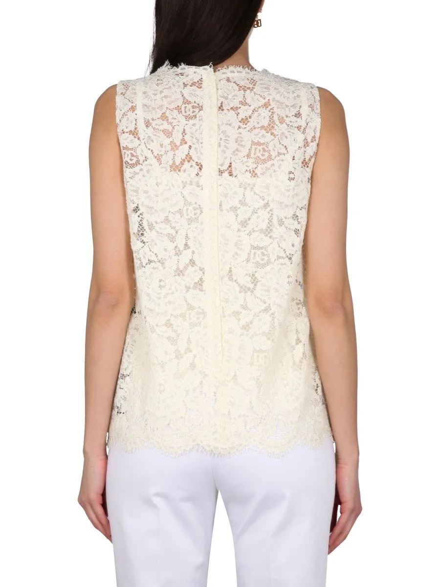 Dolce & Gabbana LOGOED STRETCH LACE TOP sold by Siebentaschen product image thumbnail 3