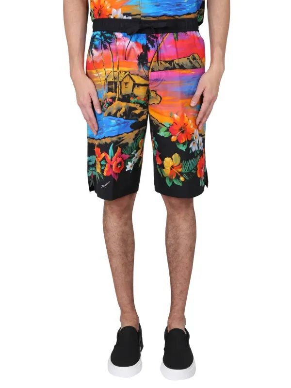 Dolce & Gabbana BERMUDA SHORTS WITH SUNSET PRINT sold by Siebentaschen