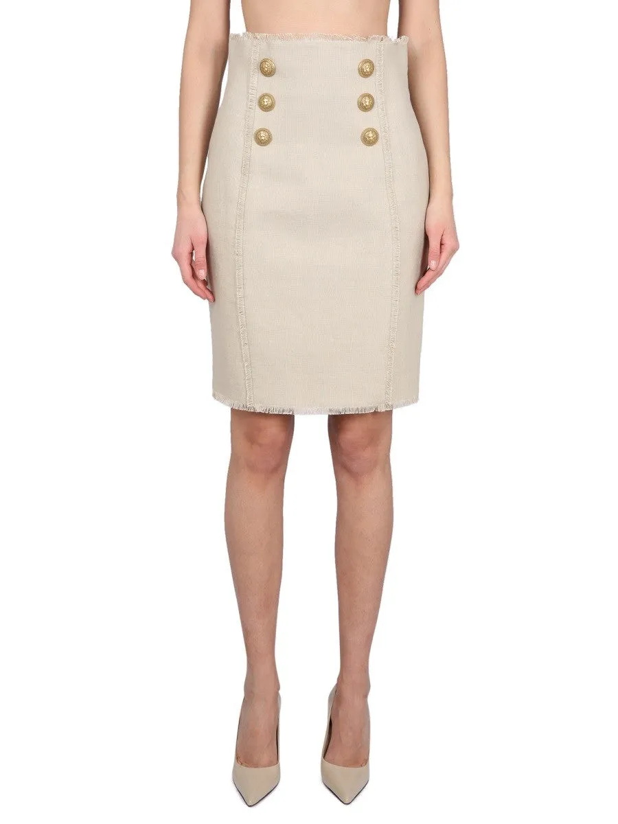 Balmain LINEN MIDI SKIRT sold by Siebentaschen