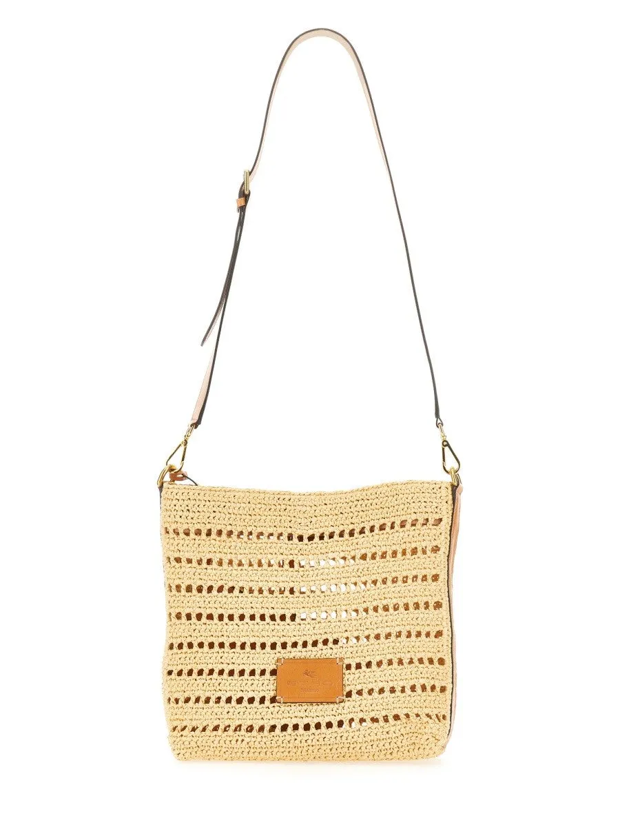 Etro PERFORATED RAFFIA SHOULDER BAG sold by Siebentaschen