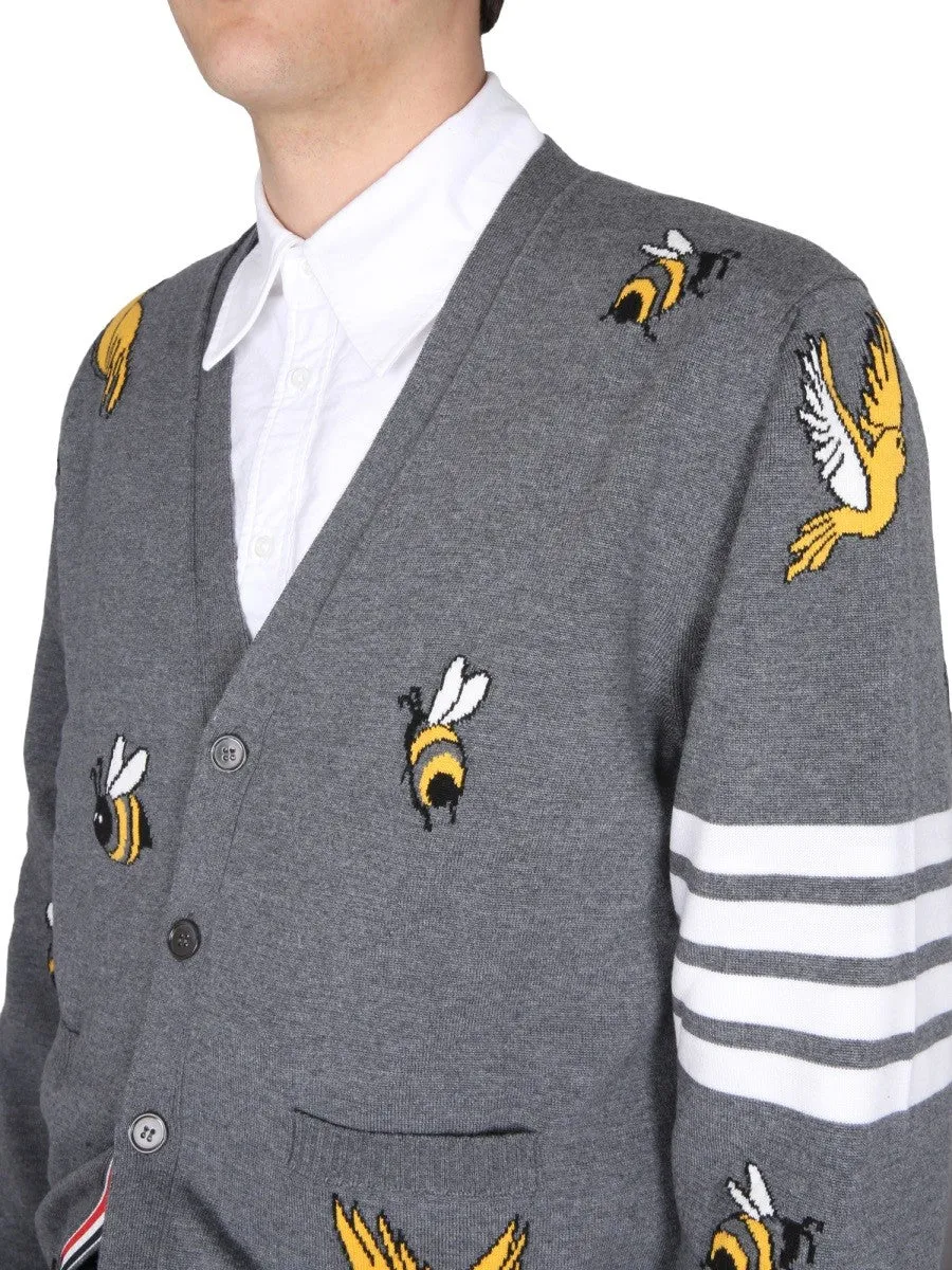 THOM BROWNE CARDIGAN WITH BIRDS AND BEES INLAYS sold by Siebentaschen product image thumbnail 4