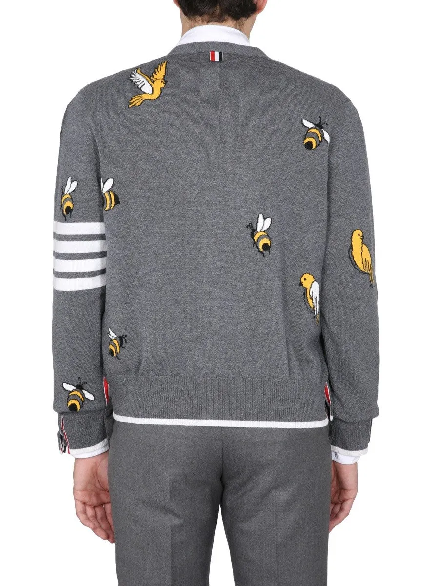 THOM BROWNE CARDIGAN WITH BIRDS AND BEES INLAYS sold by Siebentaschen product image thumbnail 3